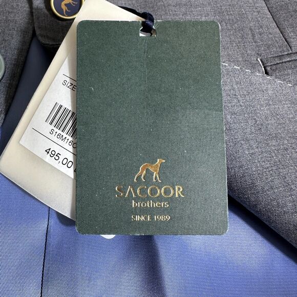 $495 SACOOR Slim fit Mens Blazer Sport Coat Two Button Jacket 38R SUPER*130 WOOL - Picture 11 of 13